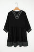 Western Stitched V Neck Tiered A Line Mini Dress