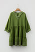 Western Stitched V Neck Tiered A Line Mini Dress