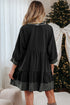 Western Stitched V Neck Tiered A Line Mini Dress