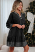 Western Stitched V Neck Tiered A Line Mini Dress