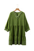Western Stitched V Neck Tiered A Line Mini Dress
