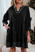 Western Stitched V Neck Tiered A Line Mini Dress
