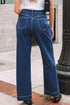 Western Stitched Waist Loose Cuffed Wide Leg Jeans