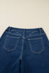 Western Stitched Waist Loose Cuffed Wide Leg Jeans