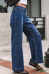 Western Stitched Waist Loose Cuffed Wide Leg Jeans