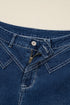 Western Stitched Waist Loose Cuffed Wide Leg Jeans