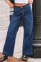 Western Stitched Waist Loose Cuffed Wide Leg Jeans