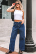 Western Stitched Waist Loose Cuffed Wide Leg Jeans