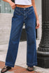 Western Stitched Waist Loose Cuffed Wide Leg Jeans
