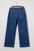 Western Stitched Waist Loose Cuffed Wide Leg Jeans