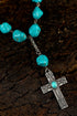 Western Stone Cross Pendant Beaded Statement Necklace