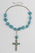 Western Stone Cross Pendant Beaded Statement Necklace