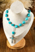 Western Stone Cross Pendant Beaded Statement Necklace