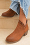 Western Studded Faux Leather Chunky Heel Ankle Boots