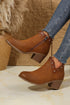 Western Studded Faux Leather Chunky Heel Ankle Boots