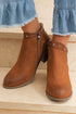 Western Studded Faux Leather Chunky Heel Ankle Boots