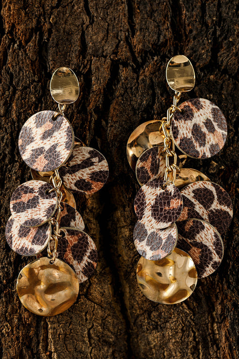 Western Style Animal Pattern Disc Dangle Earrings