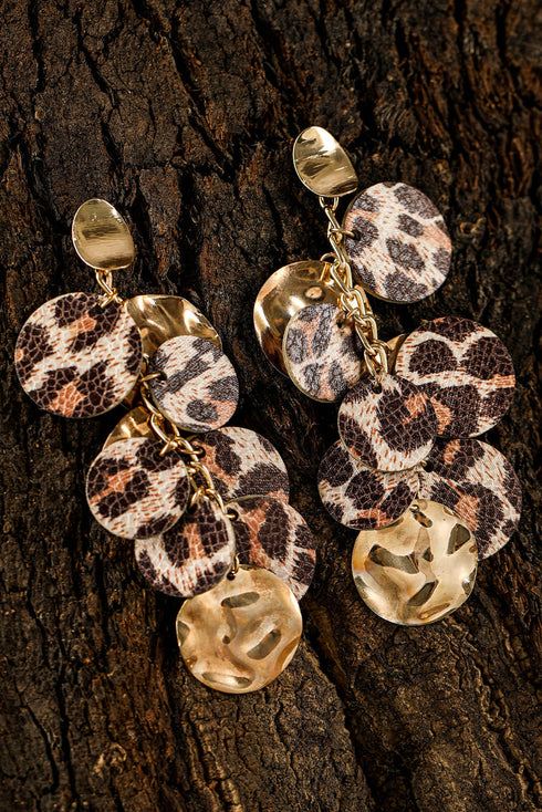 Western Style Animal Pattern Disc Dangle Earrings