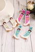 Western Style Beaded Cowboy Boot Drop Earrings