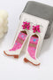 Western Style Beaded Cowboy Boot Drop Earrings