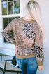 Western Style Bleached Leopard Print Long Sleeve Top
