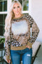 Western Style Bleached Leopard Print Long Sleeve Top