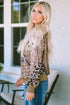 Western Style Bleached Leopard Print Long Sleeve Top