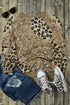 Western Style Bleached Leopard Print Long Sleeve Top
