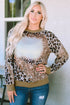 Western Style Bleached Leopard Print Long Sleeve Top