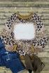 Western Style Bleached Leopard Print Long Sleeve Top