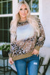 Western Style Bleached Leopard Print Long Sleeve Top