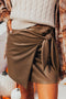 Western Style Bowknot Faux Leather Mini Skirt