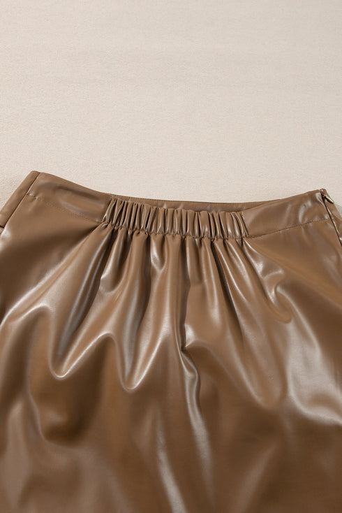 Western Style Bowknot Faux Leather Mini Skirt