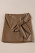 Western Style Bowknot Faux Leather Mini Skirt