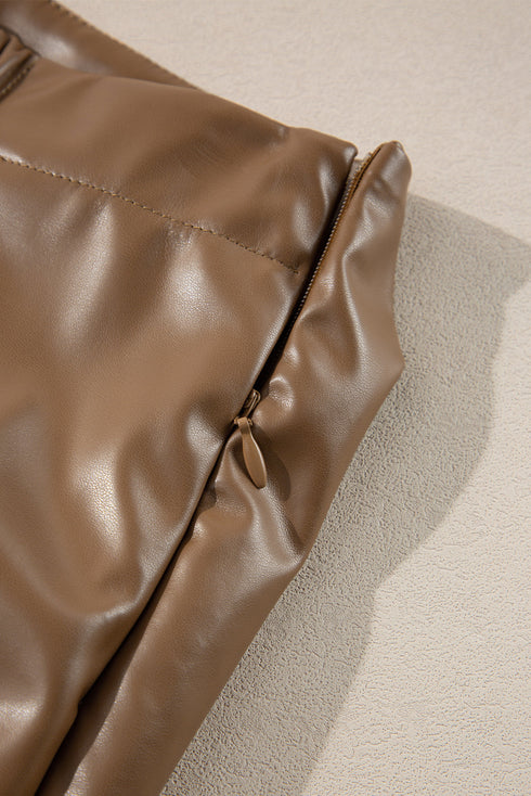 Western Style Bowknot Faux Leather Mini Skirt