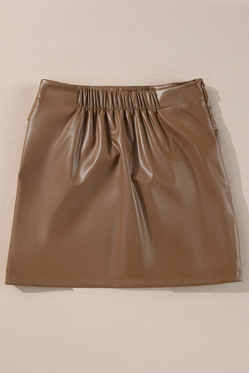 Western Style Bowknot Faux Leather Mini Skirt