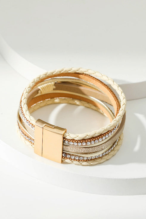 Western Style Braided Rhinestone Blessed Buckle Bracelet