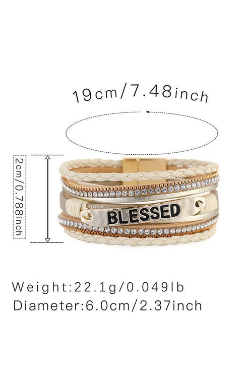 Western Style Braided Rhinestone Blessed Buckle Bracelet