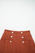 Western Style Button Decor Scalloped Edge Corduroy Shorts