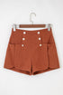 Western Style Button Decor Scalloped Edge Corduroy Shorts