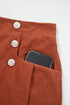 Western Style Button Decor Scalloped Edge Corduroy Shorts