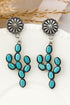 Western Style Cactus And Daisy Motif Alloy Earrings