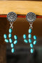 Western Style Cactus And Daisy Motif Alloy Earrings