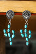 Western Style Cactus And Daisy Motif Alloy Earrings