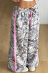 Western Style Camouflage Print Drawstring Wide Leg Sweatpants