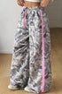 Western Style Camouflage Print Drawstring Wide Leg Sweatpants
