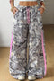 Western Style Camouflage Print Drawstring Wide Leg Sweatpants