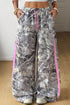 Western Style Camouflage Print Drawstring Wide Leg Sweatpants
