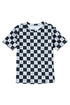 Western Style Checkerboard Print Relaxed Side Split T Shirt