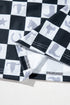 Western Style Checkerboard Print Relaxed Side Split T Shirt